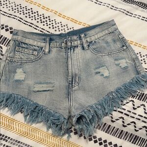 Born Primitive Light Blue Distressed Jean Shorts